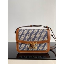 Celine Teen Triomphe Bag Triomphe Canvas Calfskin Blue