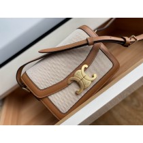 Celine Teen Triomphe Bag Triomphe Canvas Calfskin Natural