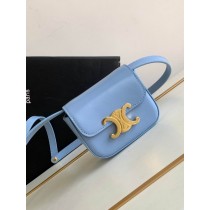 Celine Triomphe Mini Shine Calfskin Bag Blue