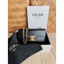 Celine Triomphe Shiny Calfskin Chain Bag Black