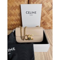 Celine Triomphe Shiny Calfskin Chain Bag Nude