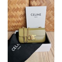 Celine Triomphe Shiny Calfskin Chain Bag Turmeric