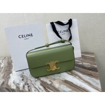 Celine Triomphe Shiny Calfskin Shoulder Bag Avocado Green