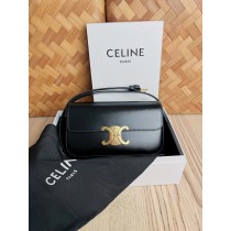 Celine Triomphe Shiny Calfskin Shoulder Bag Black