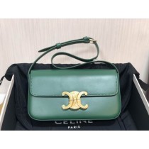 Celine Triomphe Shiny Calfskin Shoulder Bag Green