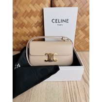 Celine Triomphe Shiny Calfskin Shoulder Bag Nude