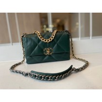 Chanel 19 Handbag 26CM Lambskin Gold-Tone AS1160 Green