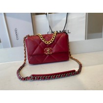 Chanel 19 Handbag 26CM Lambskin Gold-Tone AS1160 Red