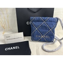 Chanel 22 Mini Handbag AS3980 Denim Blue