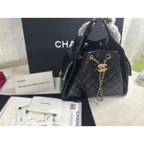 Chanel 25 Small Handbag Calfskin Gold-Tone Metal Black