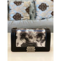 Chanel 25cm Le Boy Python Leather Chain Bag Black