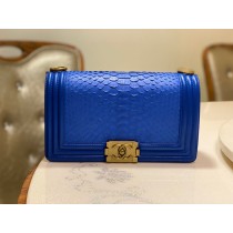 Chanel 25cm Le Boy Python Leather Chain Bag Blue