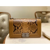Chanel 25cm Le Boy Python Leather Chain Bag Brown