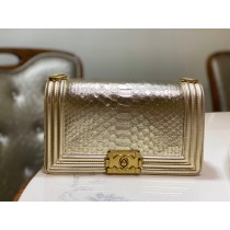 Chanel 25cm Le Boy Python Leather Chain Bag Gold