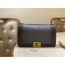 Chanel 25cm Le Boy Python Leather Chain Bag Grey