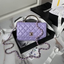 Chanel 2way Shoulder Bag 19cm AP4051 Leather Purple
