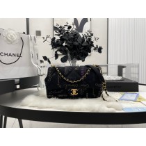 Chanel AS3134 Small Flap Bag 23CM Denim Black