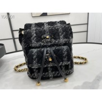 Chanel AS3615 Backpack Wool Tweed & Gold-Tone Metal Black