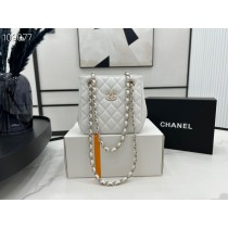 Chanel Chain Tote Shoulder Bag AS3176 Caviar Skin White