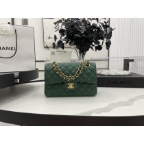 Chanel Classic Handbag Caviar Skin Dark Green 23CM