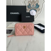 Chanel Classic Zipped Coin Purse AP0216 Caviar Leather Gold Hardware Pink