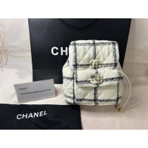 Chanel Duma Backpack Wool Tweed & Gold-Tone Metal White