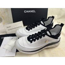 Chanel Interlocking CC Logo Sneakers Neoprene And Suede Black White