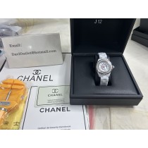 Chanel J12 Ceramic And Steel Watch 29 mm Diamond Bezel White