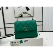 Chanel Kelly Chain Clutch Grained Shiny Calfskin AP3237 Green