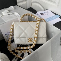 Chanel Large Flap Bag Calfskin Leather Gold Hardware Lambskin White