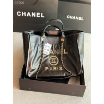 Chanel Large Shopping Bag 40CM Calfskin Tweed Gold- one Black A66941