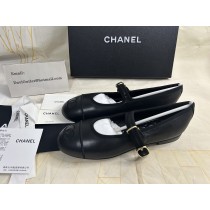 Chanel Mary Jane Flats Lambskin Black