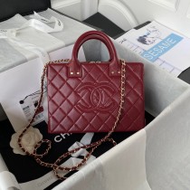 Chanel Medium Vanity Case Calfskin Gold-Tone AS3345 Red