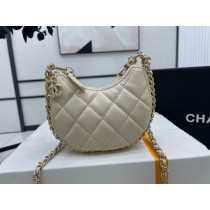 Chanel MIni Chain Clutch AP3232 Lambskin & Shiny Light Gold Metal Beige