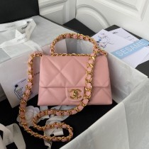 Chanel MIni Flap Bag Calfskin Leather Gold Hardware Pink