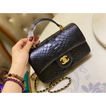 Chanel Mini Flap Handbag Top Handle AS2431 Python Black