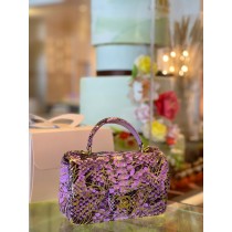 Chanel Mini Flap Handbag Top Handle AS2431 Python Colorful Printed
