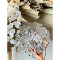 Chanel Mini Flap Handbag Top Handle AS2431 Python Leather