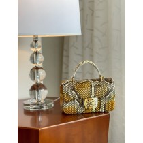 Chanel Mini Flap Handbag Top Handle AS2431 Python Leather Gold