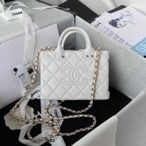 Chanel Mini Vanity Case Calfskin Gold-Tone AS3344 White