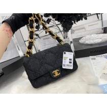 Chanel Chain Shoulder Bag Denim AS3216 Black