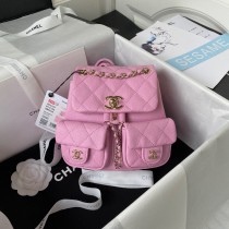 Chanel Small Duma Backpack Grained Shiny Calfskin AS3787 Pink