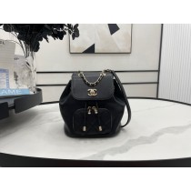 Chanel Small Chain Backpack Matelasse Caviar Skin Black