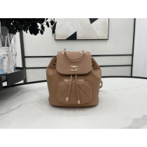 Chanel Small Chain Backpack Matelasse Caviar Skin Brown