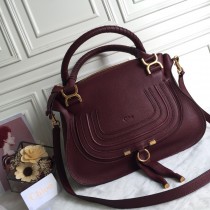 Chloé Marcie Double Carry Bag Burgundy