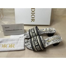 Christian Dior Dway Heeled Slides Women Jardin d'Hiver Motif Canvas Black