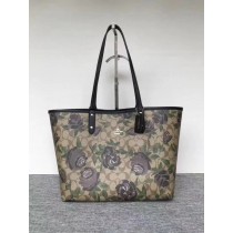Coach 25874 Rose Reversible Jumbo In Coffee Rose Floral