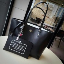 Coach Reversible City Tote Coated Canvas Black White
