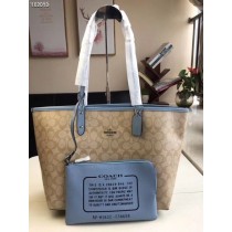 Coach Reversible City Tote In Signature Canvas Bag Blue