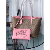 Coach Reversible City Tote In Signature Canvas Bag Pink